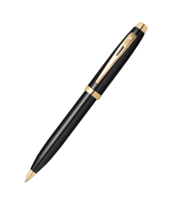 Sheaffer 100 Glossy Black Ballpoint Pen With Gold Tone Trim